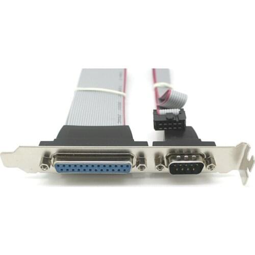 Brand New Serial DB9 Pin COM with Parallel DB25 Pin LPT Cable With PCI Slot Header Bracket