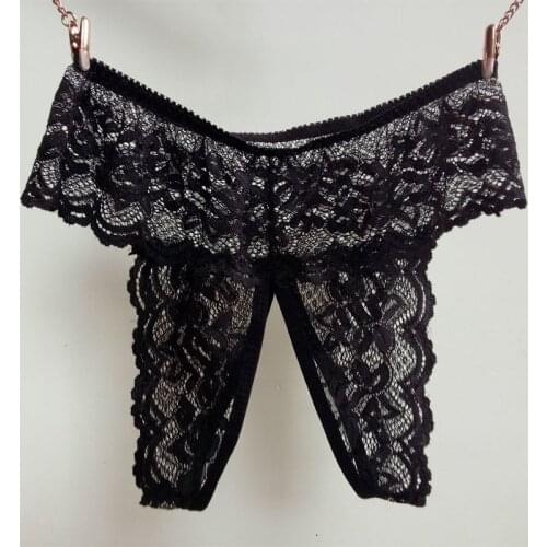 Plus Size Open Crotch Panties For Sex Lace Transparent Underwear Women Sexy Lingerie Stretching Thongs Culotte Femme XL - XXXL