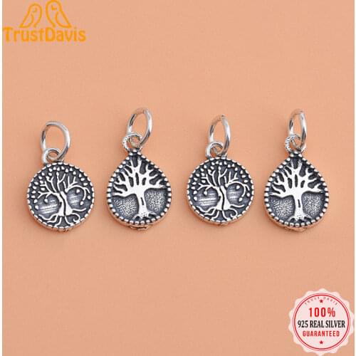 TrustDavis Real 925 Sterling Thai Silver Fashion Sweet Tree Charm Pendant Handmade DIY Accessories Fine Jewelry Wholesale HY094