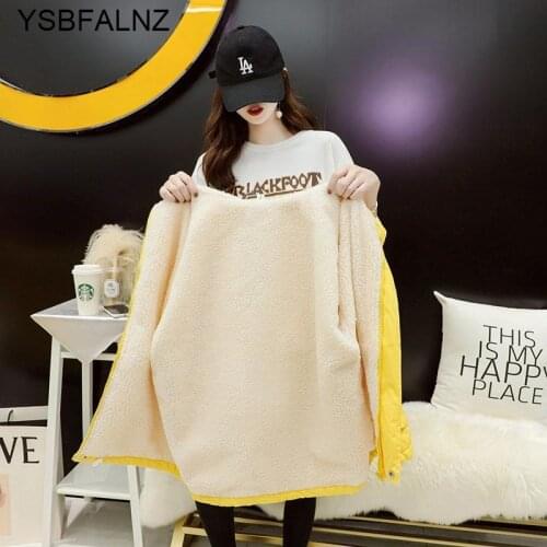 Hooded Windbreaker Jacket Women 2021 Autumn Winter Coat Wear Loose Outwear Lamb Thick Wool Female Jacke Plus Velvet Clothing New