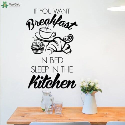 YOYOYU Wall Decal Breakfast Words Vinyl Wall Stickers Quotes Sleep In The Kitchen Removable Bread Pattern Design Decor Art CT642