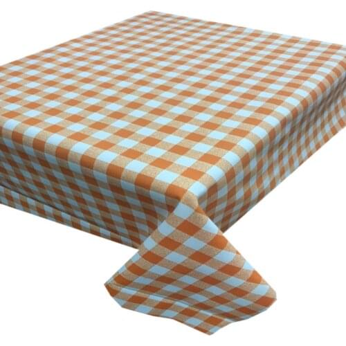 Zeren Home Orange White Plaids Carefree Table Cloth 70x120 cm