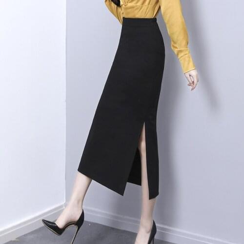 OL summer split package hip mid skirt women high waist slim a-line skirt plus size 3XL