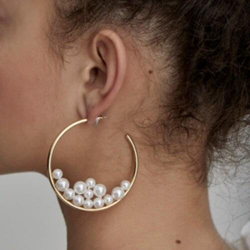 Tocona Korean Fashion Vintage Pearl Round Stud Earrings for Women Trendy Lady Jewelry Wholesale Girl Geometric Earrings 8502