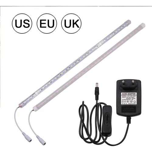 12V LED Bar Lights Rigid Strip Aluminum Hard LED Tube Lamp 50cm 36 LED Bar Kitchen Cabinet Lights + Cover + EU/US/UK Power Plug