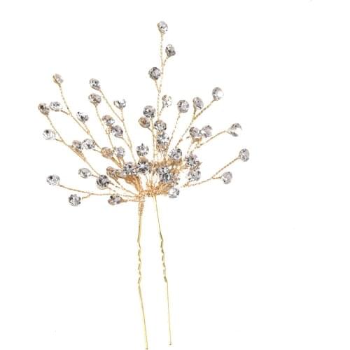 Golden Diamond Hairpin Headdress Comb Back Comb Hair Accessories Bridal Wedding Hair Decoration LXH