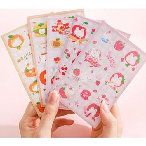 1 Sheet Kawaii Fruit Pet Decoration Stickers Cute Sealing Stickers DIY Decoration for Households Earphone Computers Keyboards