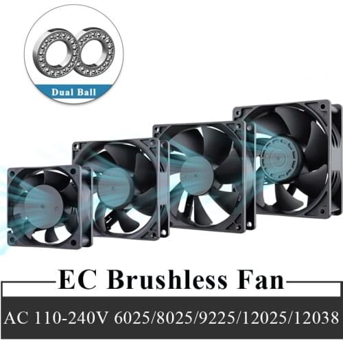 1PCS Gdstime EC Brushless Cooling Fan AC 110V 120V 220V 240V Ball Bearing Axial Fan 60mm 80mm 90mm 120mm
