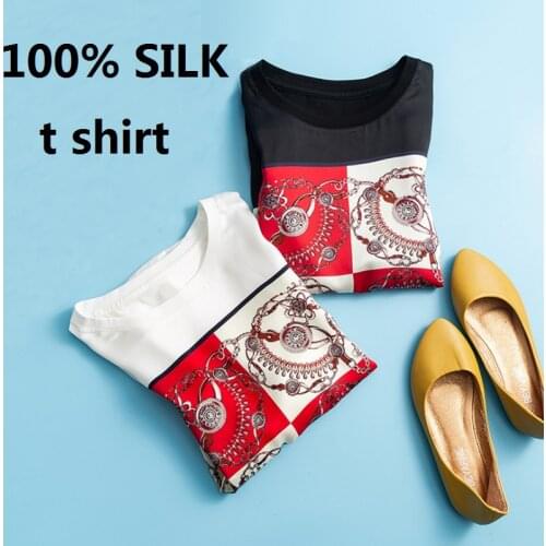 100 silk tshirt women 2021 summer clothing t-shirts tee t shirt womens tops and blouses white top t-shirt streetwear shirts sexy