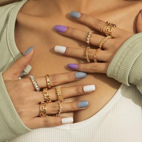 13Pcs/Set Vintage Bohemian Ring Sets Cross Zircon Gold Color Rings Crystal Geometric Knuckle Midi Rings for Women Jewelry Gifts