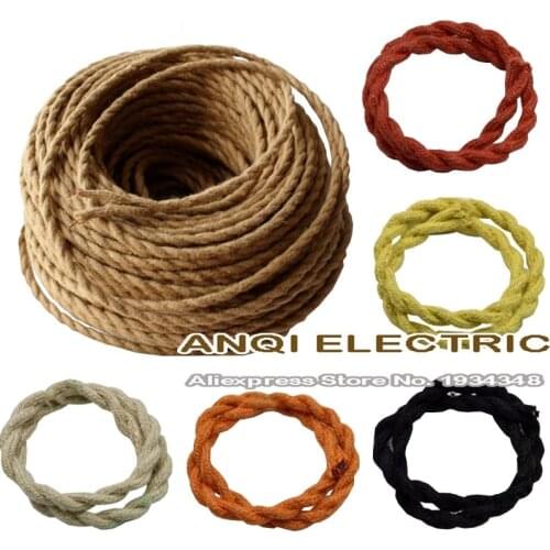 2*0.75 5M/10M Vintage Rope Textile Wire Twisted Cable Braided Electrical Wire Retro Pendant Light Lamp Line Vintage Lamp Cord