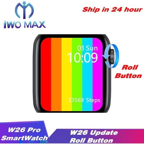 2020 New IWO W26 Pro SmartWatch 1.75 inch Roll Button Smart Watch ECG Heart Rate Blood Pressure Waterproof Sport Band PK IWO13