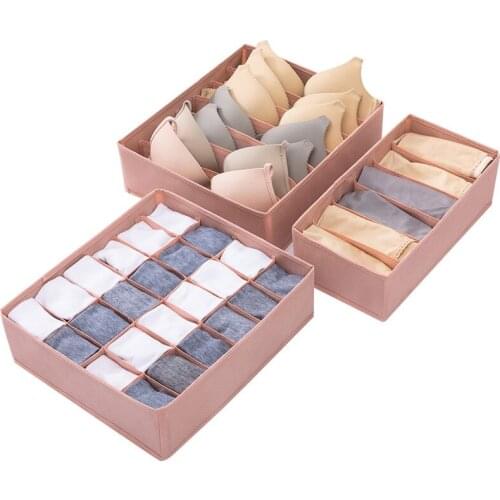 3PCS Bra Underwear Organizer Storage Box Non-woven Drawer Closet Organizers Storage Organizador Drawer Divider Boxes