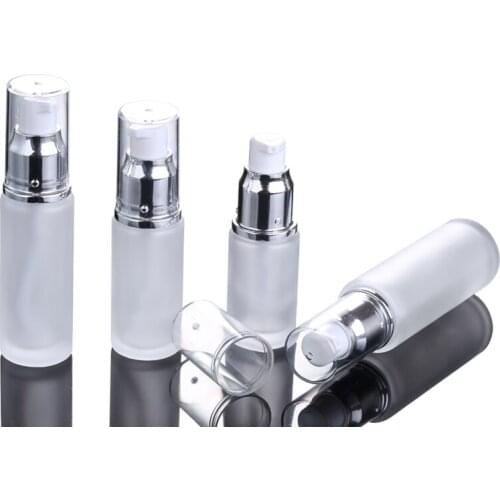 300pcs/lot Frosted Glass Lotion Pump Bottles 20ml 25ml 30ml Cream Jars Split Charging Jars Empty Cosmetic Container