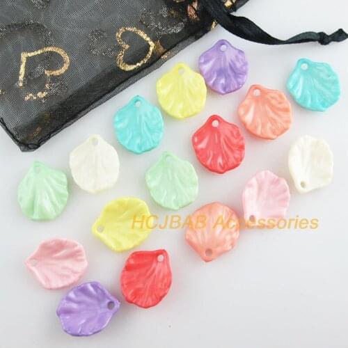 80 New Solid Colour Leaves Charms Acrylic Pendants Mixed 15x17mm