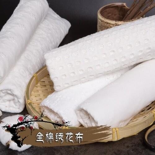 White Embroidery Lace Fabric Pure Cotton 100% for Wedding Dress Skirt Clothes Sewing Flower Hollow Cloth Brocade By Half A Meter