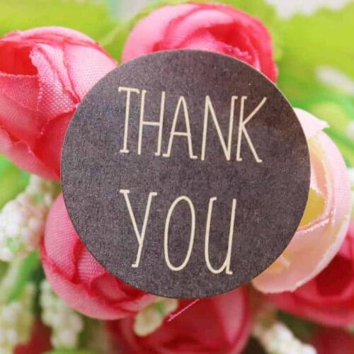 Free shipping 100PCS/Lot Thank you sticker labels black paper sticker labels Diameter 3CM For DIY Hand Made Gift /Cake