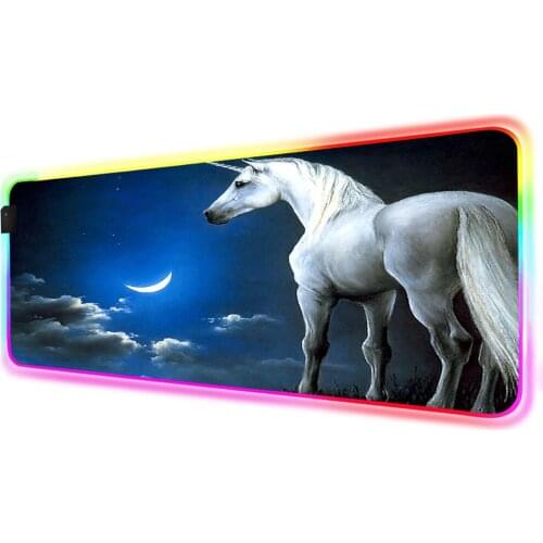Mairuige Large Game RGB Mouse Pad Black Precision Seam Animal Horse on The Moon Office Laptop Desk Mat Non-Slip Xxl Gaming Desk