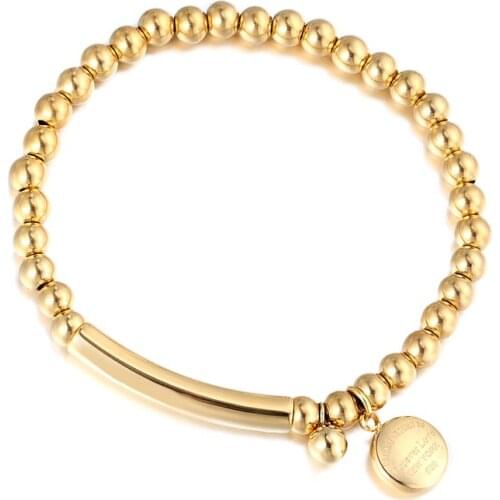 Bead Bracelet Hang Carve Forever Love Round Bean Woman Bracelet Stainless Steel Top Quality Fashion Brand Jewelry Drop Shipping