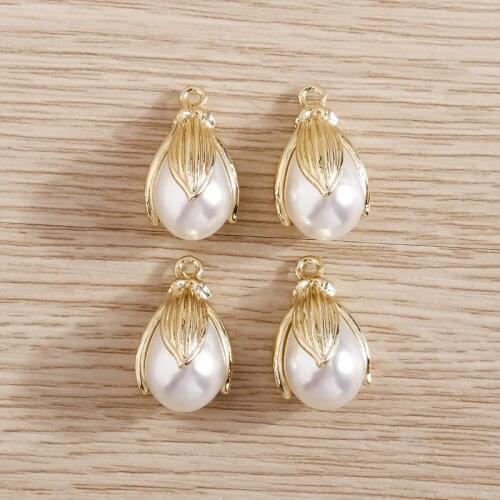 8pcs 10*19mm Imitation Pearl Pendant Water Drop Beads Charms for Making Earrings Necklace DIY Handmade Jewelry Accessories