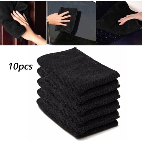 10PCS 30x40cm Black Car Care Polishing Wash Towels Microfibers Cleaning Soft Cloths Home Window Accessories