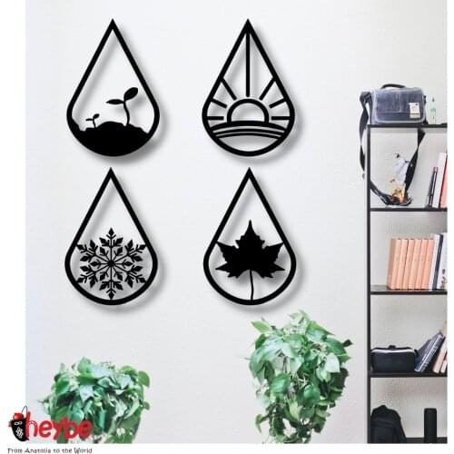 Wooden Wall Decor and Art Four Seasons Drop Paintings Home Office Living Room Bedroom Kitchen Decoration Black Color Easy To Hang Quality Gift Ideas New Fashion Trend Luxury Modern Creative Scandinavian Styles Plaque