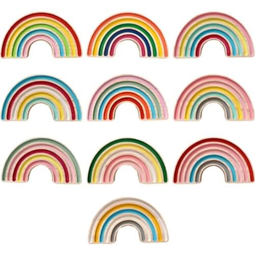 Wooden Rainbow Blocks Montessori Educational Toy Nordic Style Handmade Pine Wood Baby Kids Room Decoration
