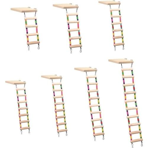 Wooden Parrot Hamster Climbing Ladder Swing Play Toys Set Birds Hanging Bridge Exercise Perch Stand Platform Cage for Rat