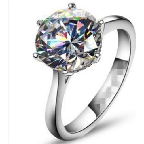 Three colors Six claws 100% 925 Sterling Silver 8mm Created Diamond Wedding Engagement Rings for Women Anniversary Jewelry