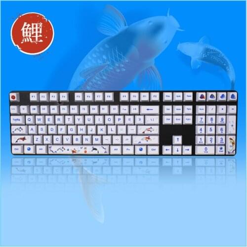 108-key Carp Keycaps PBT Sublimation OEM Highly Mechanical Keyboard Keycaps Compatible with GANSS Magic Duck G104/C87/F108 Keys
