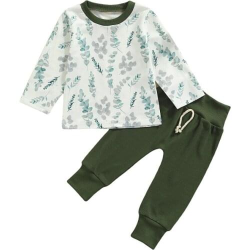 2PCS Set Kids Baby Boy Girl Long Sleeve Print Pullover Tops Long Pant Trouser Outfits Spring Autumn Clothes