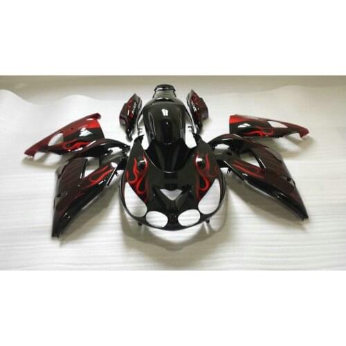 Injection mold Fairing kit for KAWASAKI Ninja ZX14R 2006 2007 ZX14R 06 07 Red flames gloss black Fairings set+7 gifts SQ60