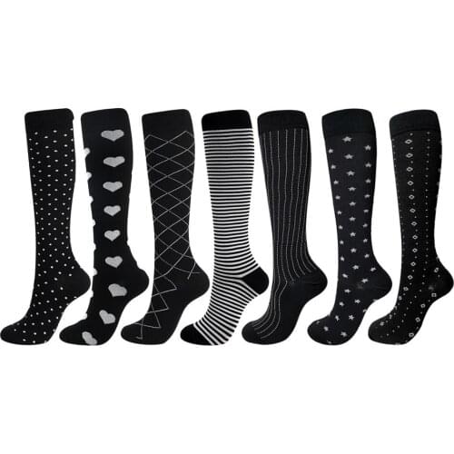 Women Men Compression Stocking Color Long Tube Sports Nurse Socks Best for Nurses, Travel, Pregnancy, Sports