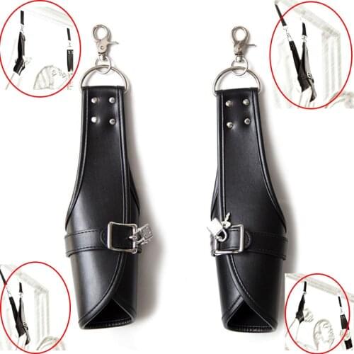 Leather Hang On Door Gloves Handcuffs, Sex Swing Suspension Cuffs,BDSM Bondage,Sex Toys for Couples