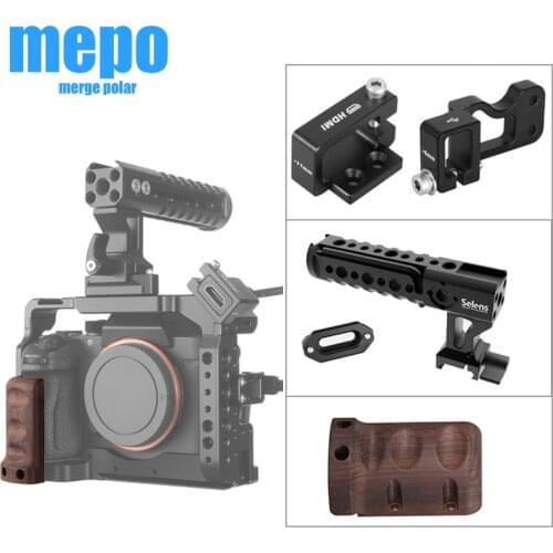 Metal Cage Rig Handle for Sony A73 A7III A7R3 A7M3 Rig with Arca Swiss and Arri Locating Hole Extend Cold Shoe Mount Mic Light