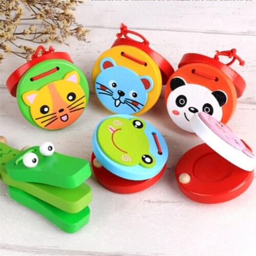 Ruiwjx Cute Cartoon Castanets Infant Wooden Musical Educational Instrument Kids Toy
