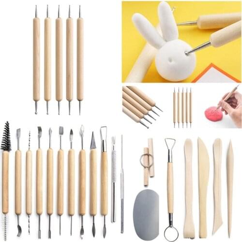 E56C 30 Pcs Ceramic Clay Tools Set Plasticine Pen Pottery Puncher Sculpting Kit
