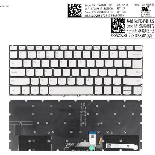 New US QWERTY Replacement Keyboard for Lenovo Yoga c930-13 c930-13ikb Laptop SILVER With Backlit Without FRAME