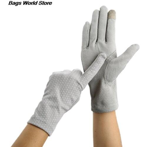 New Spring Summer Driving Gloves Women Touch Screen Thin Cotton Gloves Lace UV Sun Against Non Slip Riding Car Gloves