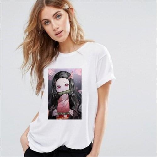 New Fashion Demon Slayer Anime Kimetsu No Yaiba Women Tshirts Cartoon Kawaii Kamado Nezuko Print Short Sleeve Female Clothes