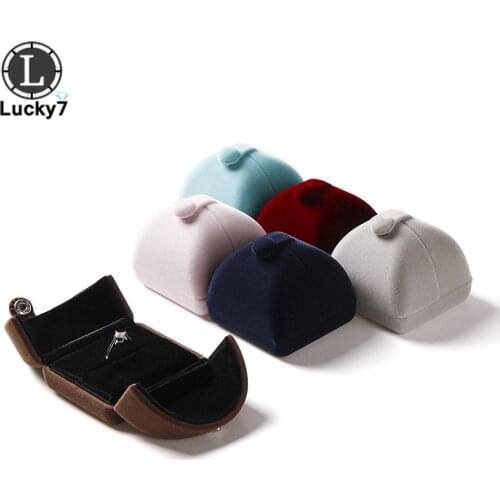 Wholesales double button velvet ring box jewelry box factory direct high-grade flannel double open jewelry box for ring display