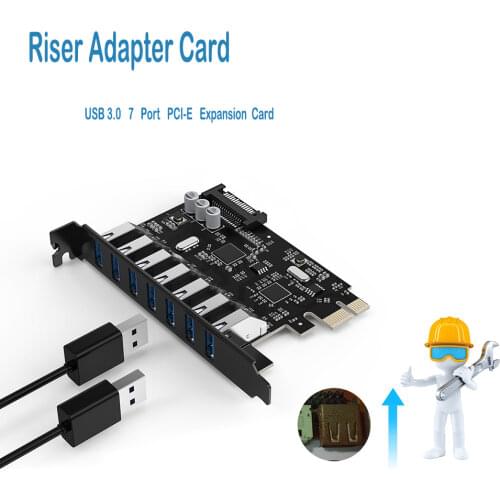 ORICO USB 3.0 7 Port PCI-E Expansion Card Motherboard 15Pin SATA Connector Power Cable PCIE Riser Adapter Card For Windows Linux