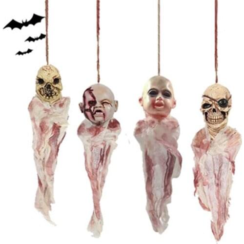 Halloween Props Ghosts Horror Hanging Ghost Head Bar Haunted House Decoration Arrangement Scary Skull Decoration Props