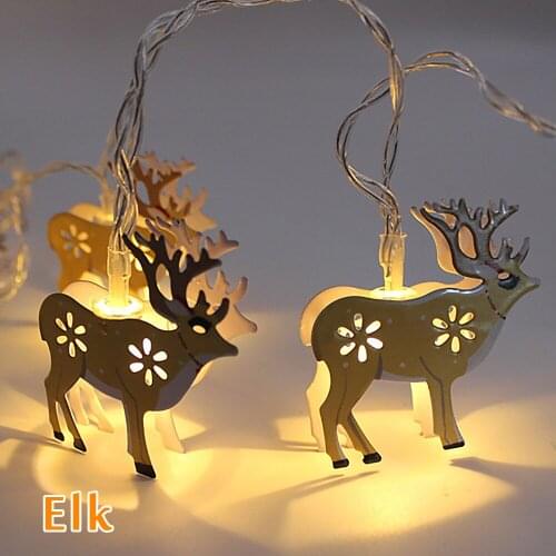 1.8m Christmas String Lights Snowman Elk Bell Candle Led String Lights, 10led Battery Box, Christmas Decoration String Lights