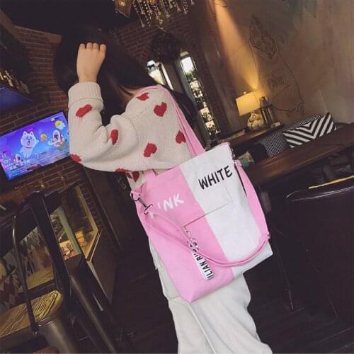 Handbag School Bag Large Capacity Womens Canvas Bag 2021 New Casual All-Match Shoulder Bag Messenger Bag Student Zipper