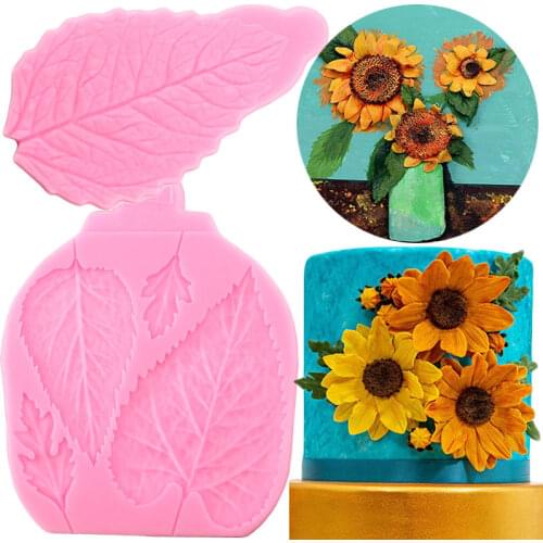 2Pcs/Set Sunflower Leaves Silicone Molds Cake Decorating Tools Cupcake Topper Fondant Mold Candy Polymer Clay Chocolate Moulds