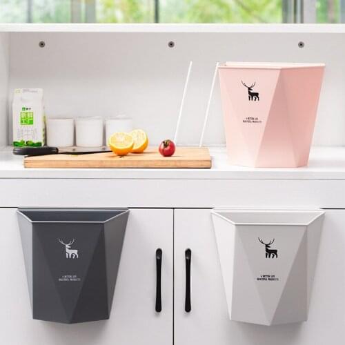 Folding Wall-mounted Kitchen Trash Can Household Cabinet Hanging Storage Trash Basket Creative Classification Hanging Trash Can