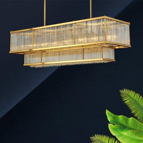 Modern Dining Room Straight E14 Led Pendant Lights 2 Layers Luxury Lustre Crystal Hanging Pendant Lights Led Lamparas Fixtures