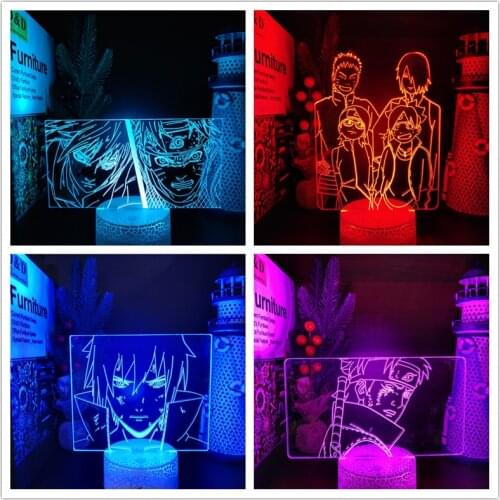 Anime Naruto 3d Lamp Uzumaki Naruto Uchiha Sasuke Jiraiya Gaara Led Night Light Kid Bedroom Decor Colorful Nightlight Manga Gift