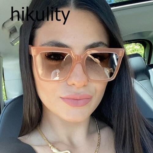 Vintage Oversized Square Glasses For Women Fashion Gradient Black Brown Sun Glasses Men Uv400 Eyewear Female Big Frame Shades